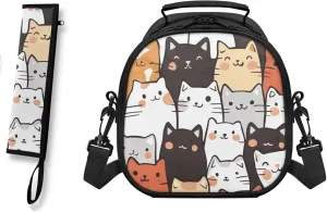 Cats Lunch Bag for Girls with Chopsticks Carrying Case 2 Pieces for School & Outdoor Lightweight Washable Kids Lunch Bag Insulated and Dinnerware Organizer for Fork and Spoon