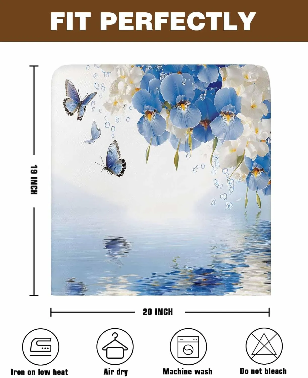 Chair Covers Set of 4 Butterfly Blue-White Flowers Flower Chair Back Covers Stretch Removable Washable Slipcovers Seat Protector for Dining Room Kitchen Party Decor