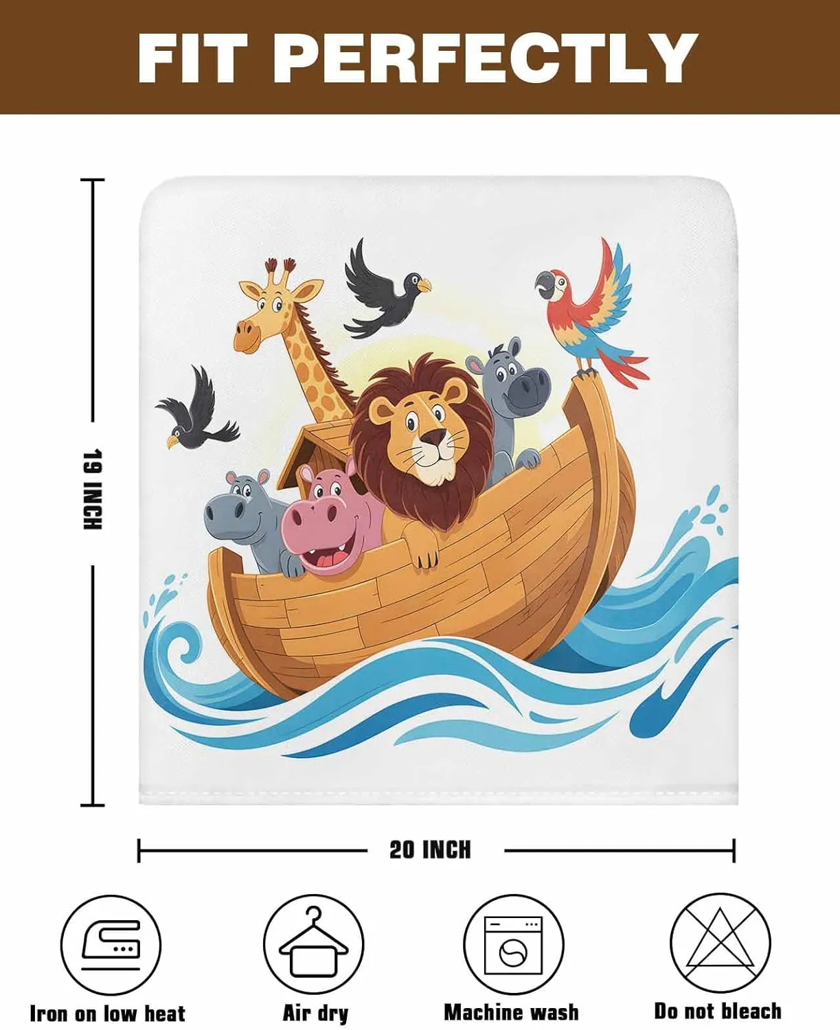 Chair Covers Set of 4 Legend Cartoon Noah's Ark Chair Back Covers Stretch Removable Washable Slipcovers Seat Protector for Dining Room Kitchen Party Decor