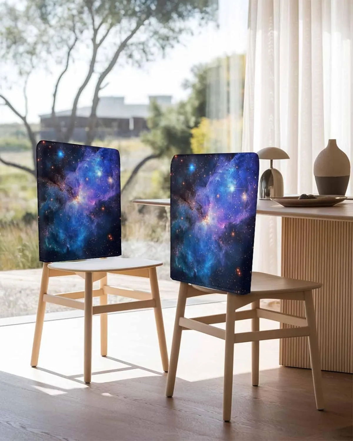 Chair Covers Set of 4 Starry Sky Minimalist Art Modernism Chair Back Covers Stretch Removable Washable Slipcovers Seat Protector for Dining Room Kitchen Party Decor