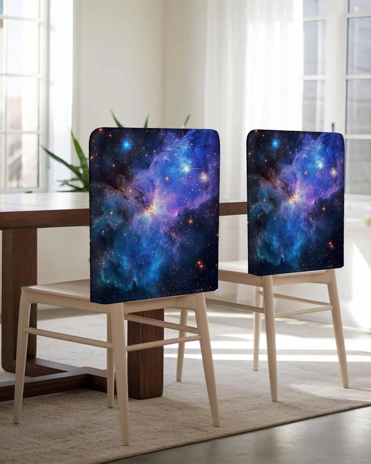 Chair Covers Set of 4 Starry Sky Minimalist Art Modernism Chair Back Covers Stretch Removable Washable Slipcovers Seat Protector for Dining Room Kitchen Party Decor