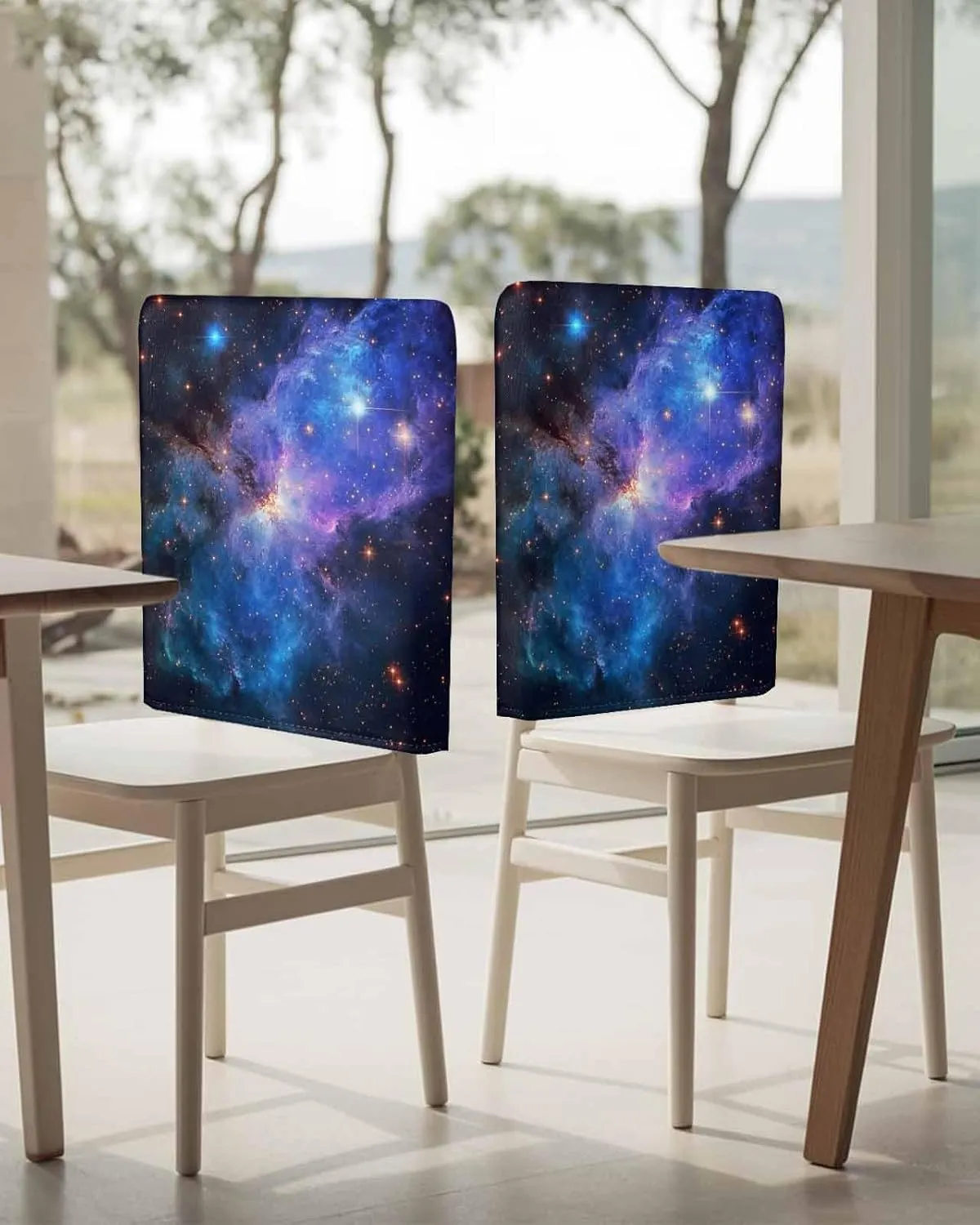 Chair Covers Set of 4 Starry Sky Minimalist Art Modernism Chair Back Covers Stretch Removable Washable Slipcovers Seat Protector for Dining Room Kitchen Party Decor