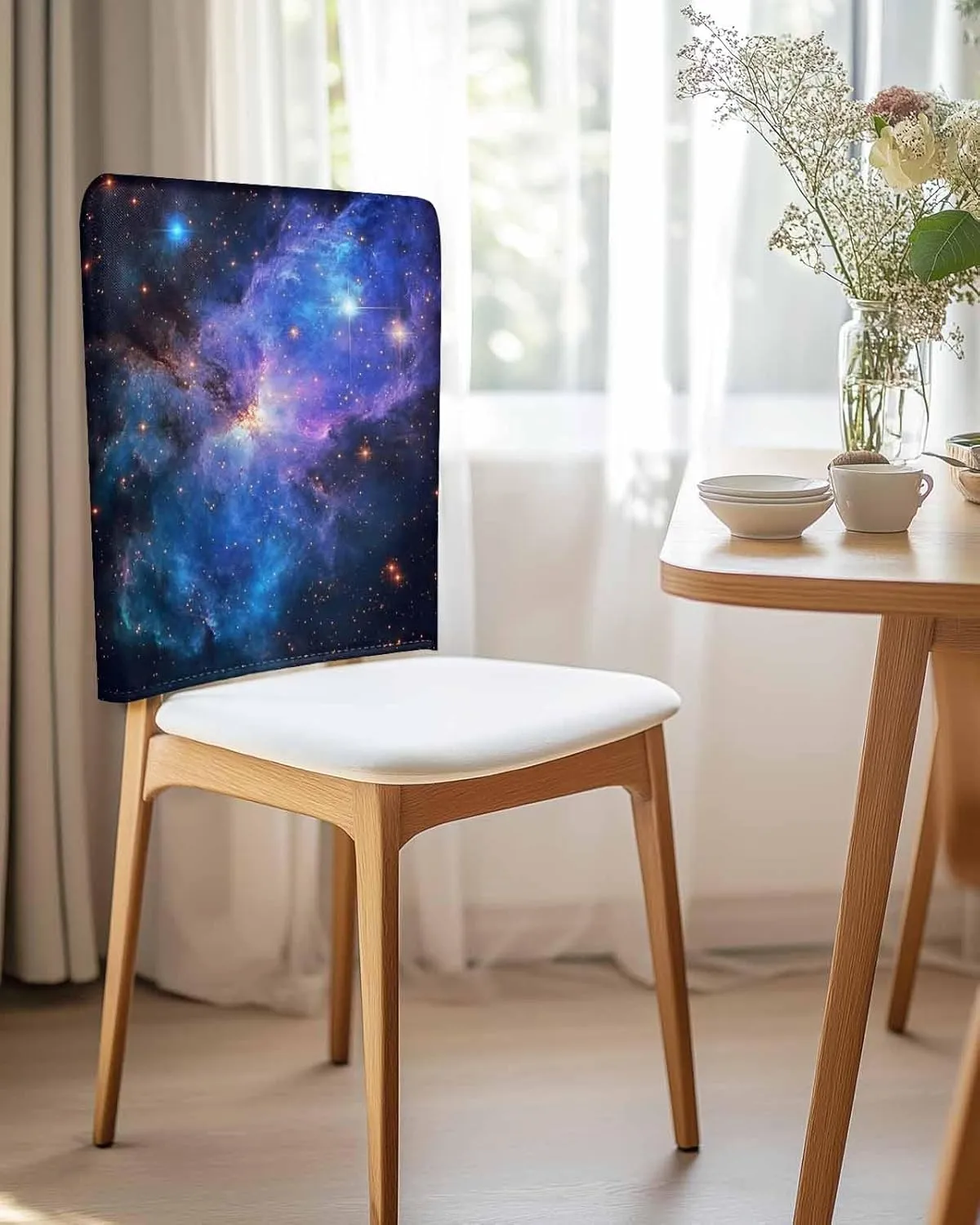 Chair Covers Set of 4 Starry Sky Minimalist Art Modernism Chair Back Covers Stretch Removable Washable Slipcovers Seat Protector for Dining Room Kitchen Party Decor
