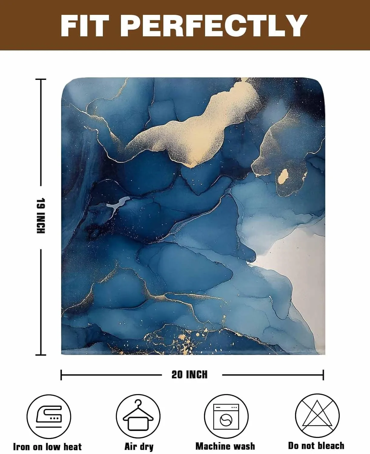 Chair Covers Set of 6 Abstract Art Marble Blue Chair Back Covers Stretch Removable Washable Slipcovers Seat Protector for Dining Room Kitchen Party Decor
