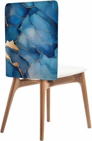 Chair Covers Set of 6 Blue Abstract Art Marble 7 Chair Back Covers Stretch Removable Washable Slipcovers Seat Protector for Dining Room Kitchen Party Decor