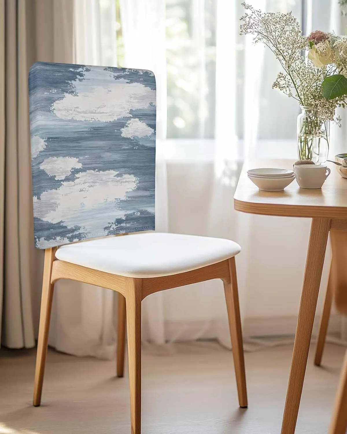 Chair Covers Set of 6 Dreamy Tranquility Abstract Art 1 Chair Back Covers Stretch Removable Washable Slipcovers Seat Protector for Dining Room Kitchen Party Decor