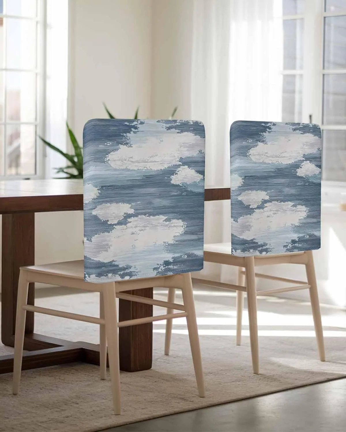 Chair Covers Set of 6 Dreamy Tranquility Abstract Art 1 Chair Back Covers Stretch Removable Washable Slipcovers Seat Protector for Dining Room Kitchen Party Decor