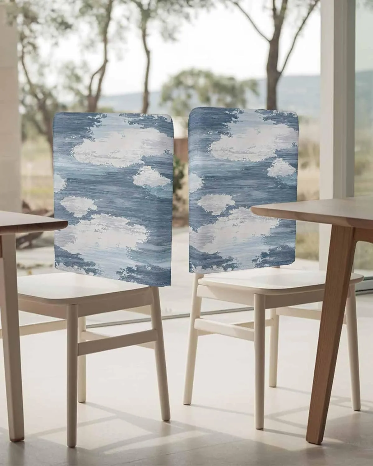 Chair Covers Set of 6 Dreamy Tranquility Abstract Art 1 Chair Back Covers Stretch Removable Washable Slipcovers Seat Protector for Dining Room Kitchen Party Decor