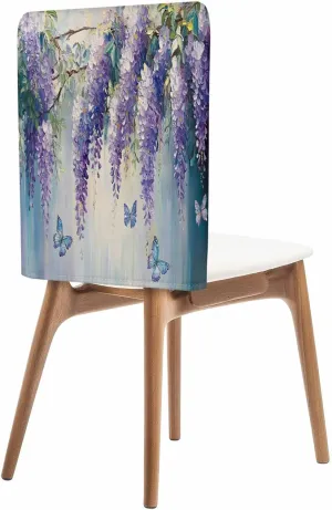 Chair Covers Set of 6 Flower Spring Oil Painting 4 Chair Back Covers Stretch Removable Washable Slipcovers Seat Protector for Dining Room Kitchen Party Decor