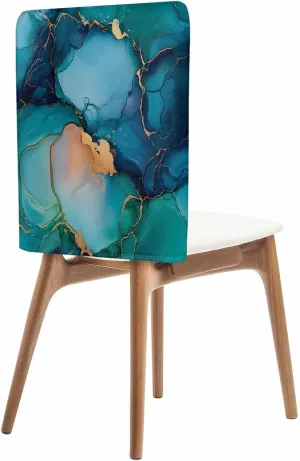 Chair Covers Set of 6 Gradient Abstract Marble 3 Chair Back Covers Stretch Removable Washable Slipcovers Seat Protector for Dining Room Kitchen Party Decor