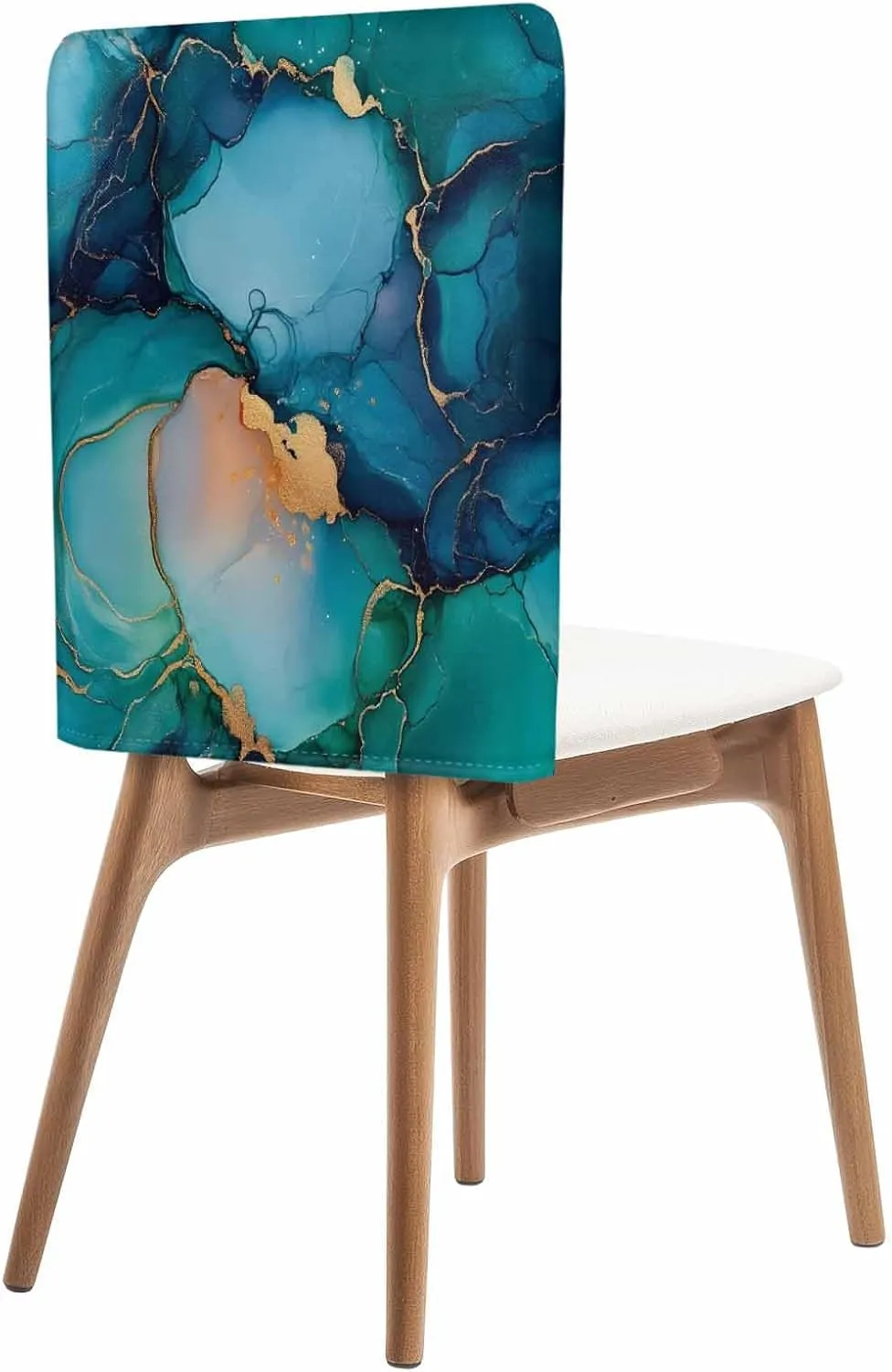 Chair Covers Set of 6 Gradient Abstract Marble 3 Chair Back Covers Stretch Removable Washable Slipcovers Seat Protector for Dining Room Kitchen Party Decor