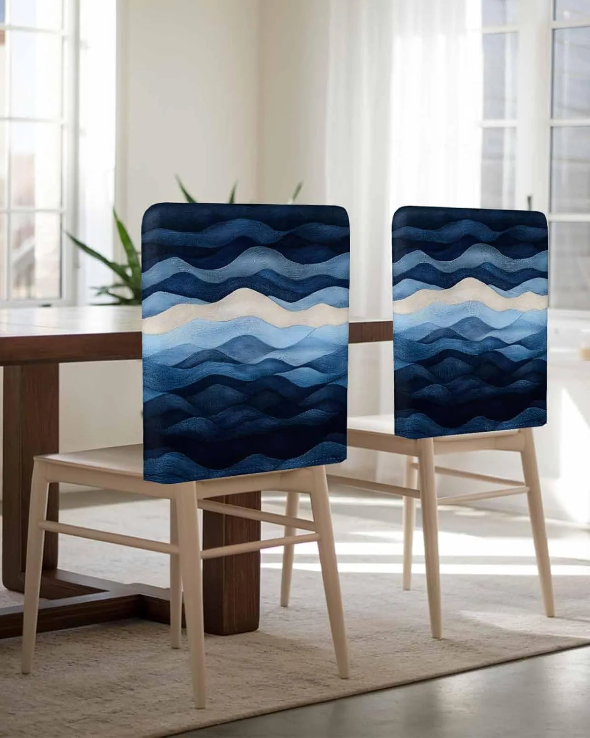 Chair Covers Set of 6 Minimalist Art Modernism 5 Chair Back Covers Stretch Removable Washable Slipcovers Seat Protector for Dining Room Kitchen Party Decor
