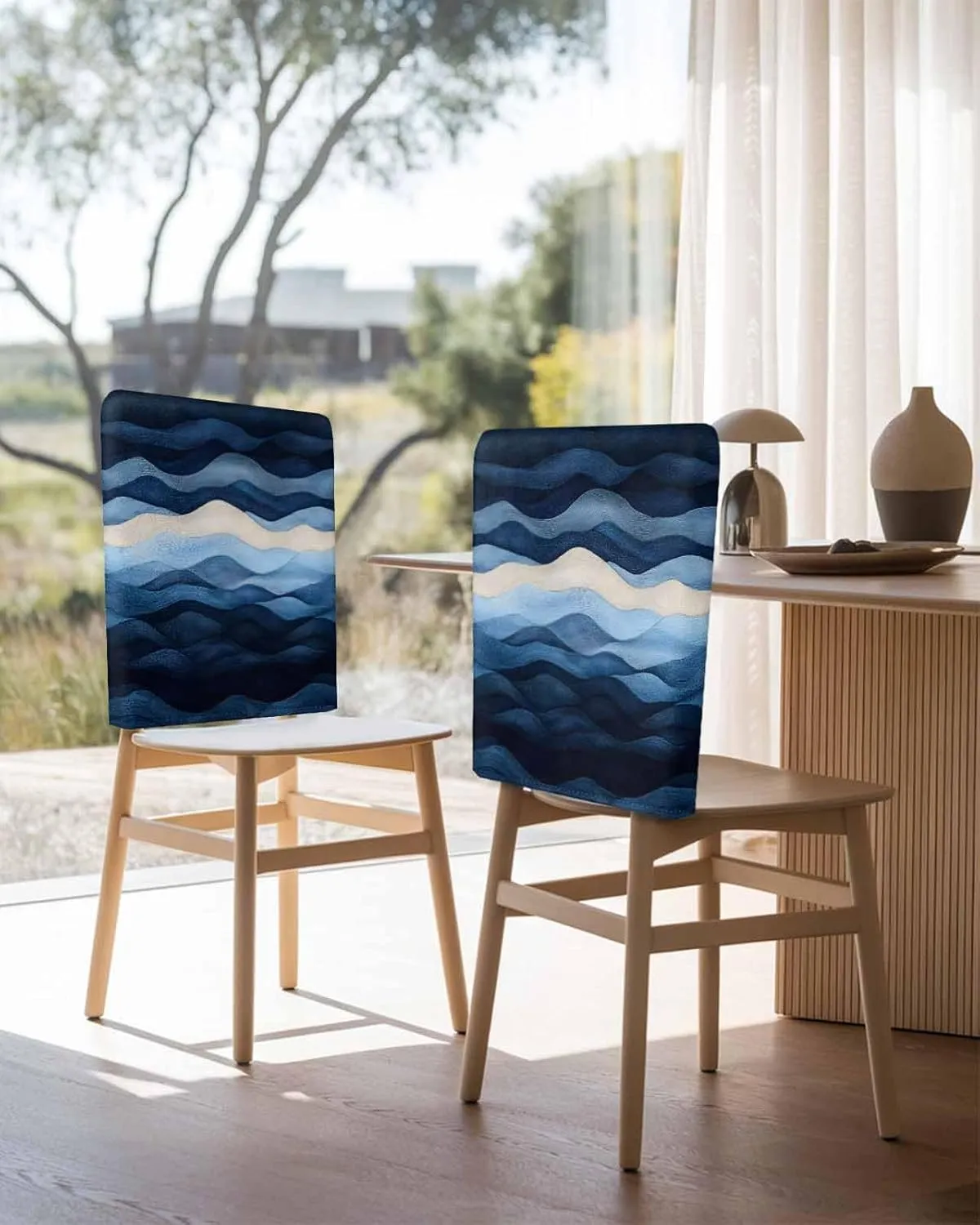 Chair Covers Set of 6 Minimalist Art Modernism 5 Chair Back Covers Stretch Removable Washable Slipcovers Seat Protector for Dining Room Kitchen Party Decor
