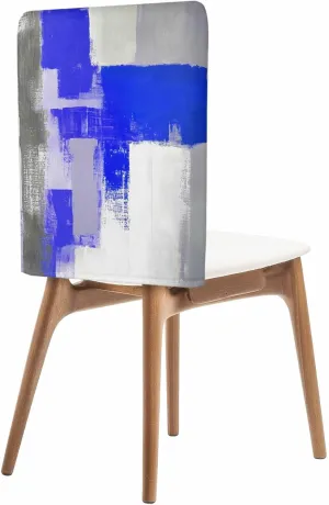 Chair Covers Set of 6 Modern Blue Smear Pigment 1 Chair Back Covers Stretch Removable Washable Slipcovers Seat Protector for Dining Room Kitchen Party Decor