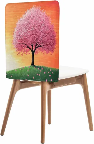 Chair Covers Set of 6 Tree Watercolor Gradient 2 Chair Back Covers Stretch Removable Washable Slipcovers Seat Protector for Dining Room Kitchen Party Decor