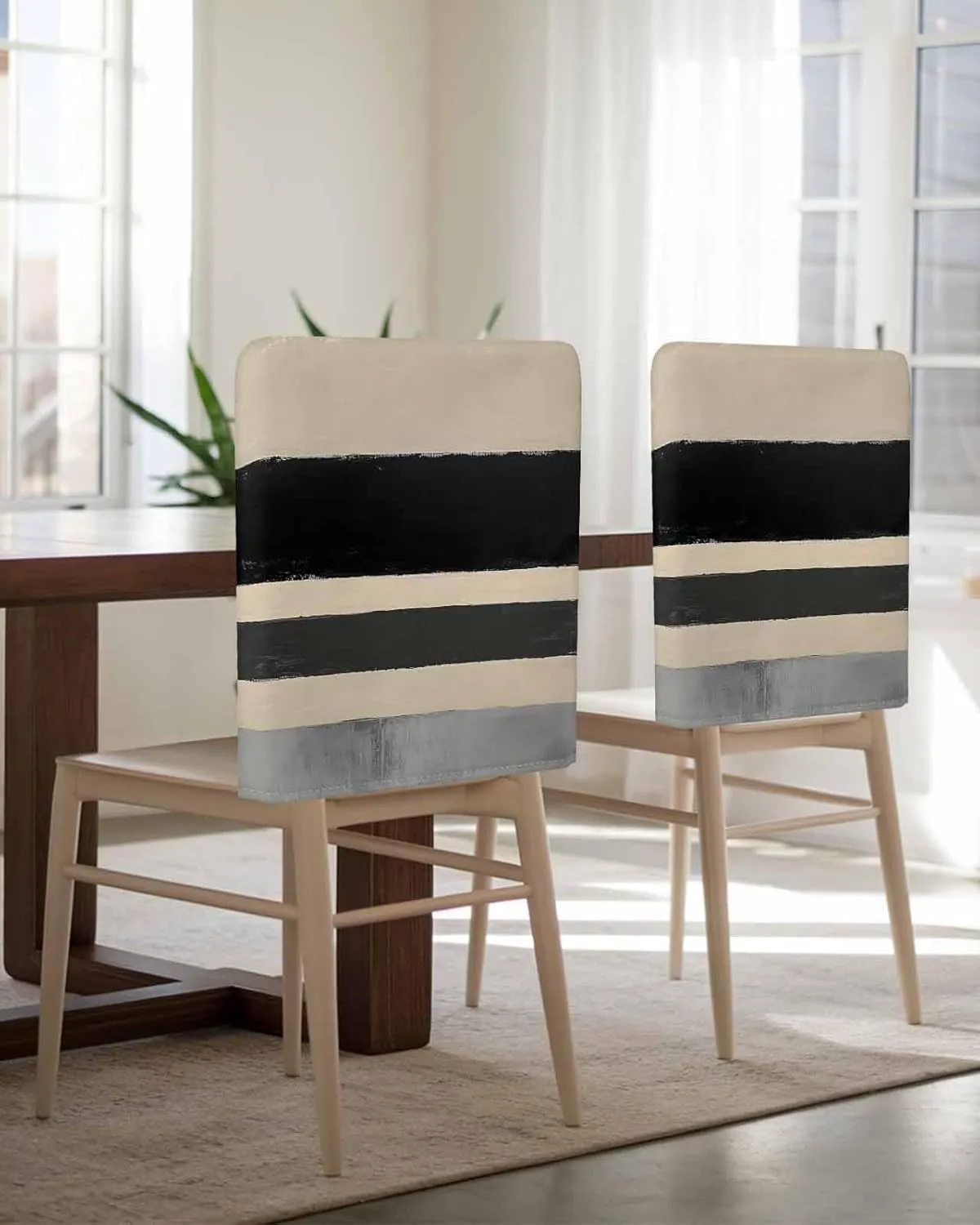 Chair Covers Set of 8 Abstract Art Modern Art Minimalism 4 Chair Back Covers Stretch Removable Washable Slipcovers Seat Protector for Dining Room Kitchen Party Decor