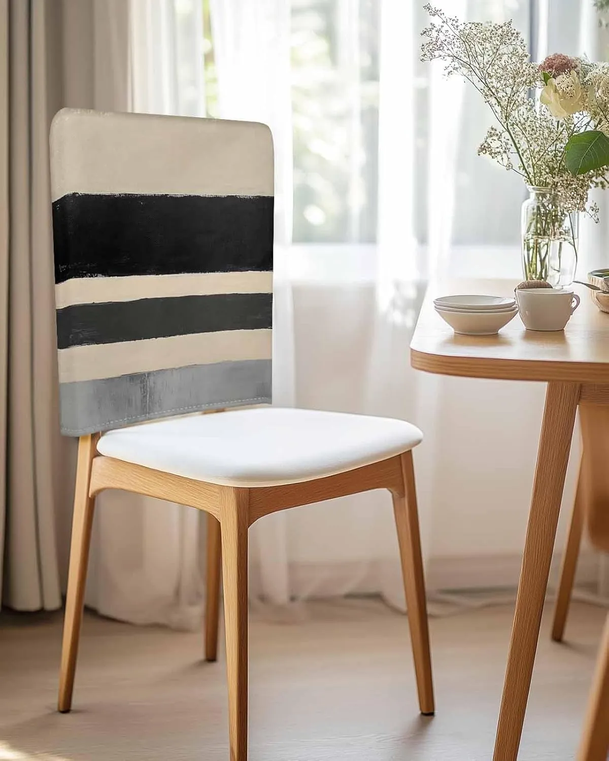 Chair Covers Set of 8 Abstract Art Modern Art Minimalism 4 Chair Back Covers Stretch Removable Washable Slipcovers Seat Protector for Dining Room Kitchen Party Decor