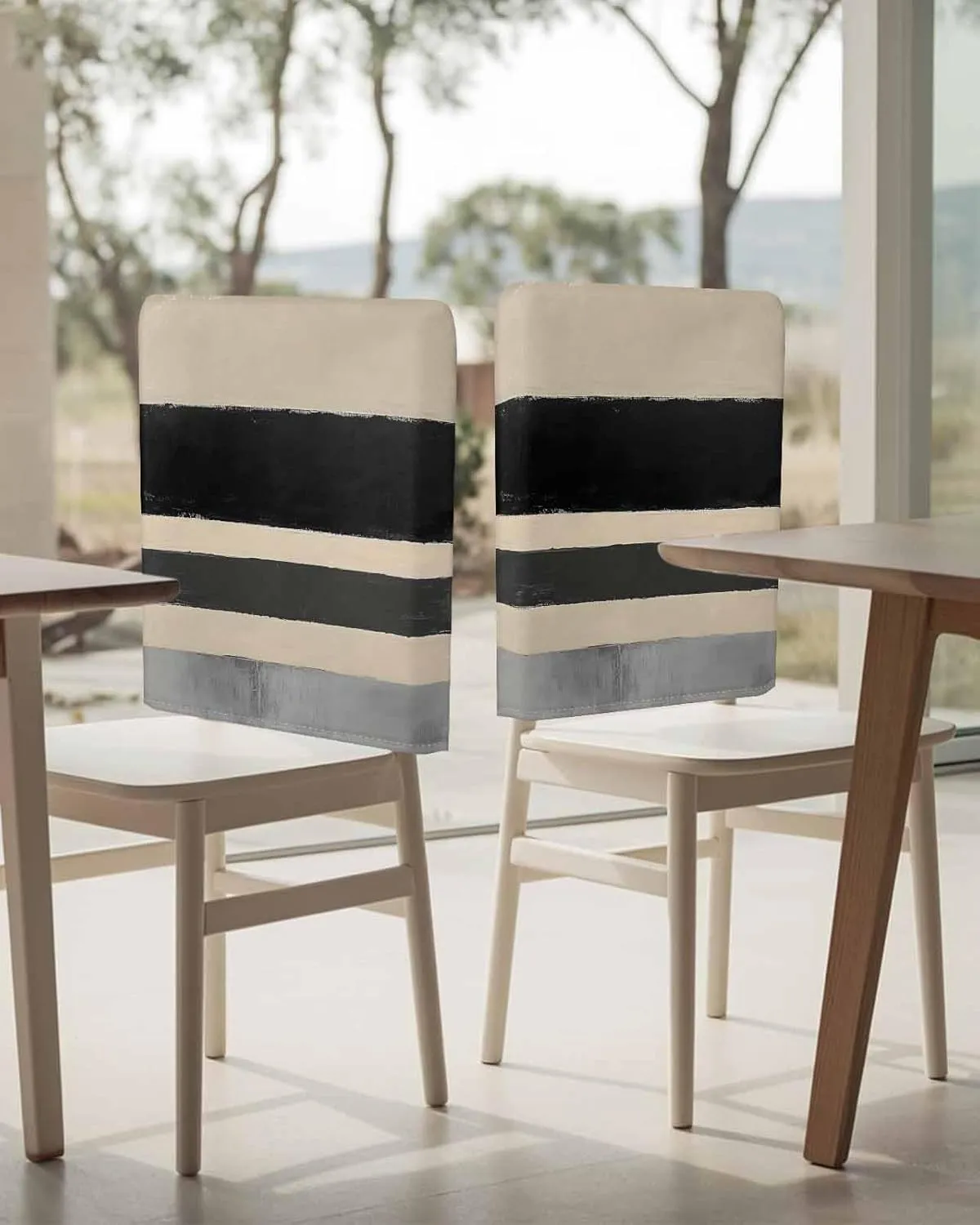 Chair Covers Set of 8 Abstract Art Modern Art Minimalism 4 Chair Back Covers Stretch Removable Washable Slipcovers Seat Protector for Dining Room Kitchen Party Decor