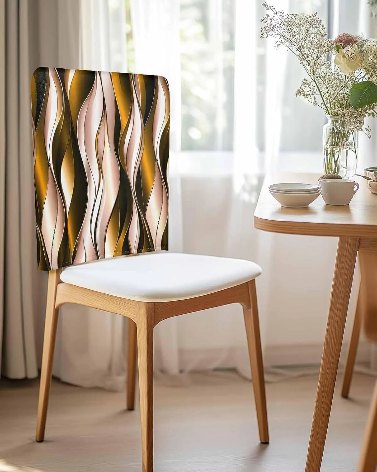Chair Covers Set of 8 Gradient Abstract Drape Chair Back Covers Stretch Removable Washable Slipcovers Seat Protector for Dining Room Kitchen Party Decor