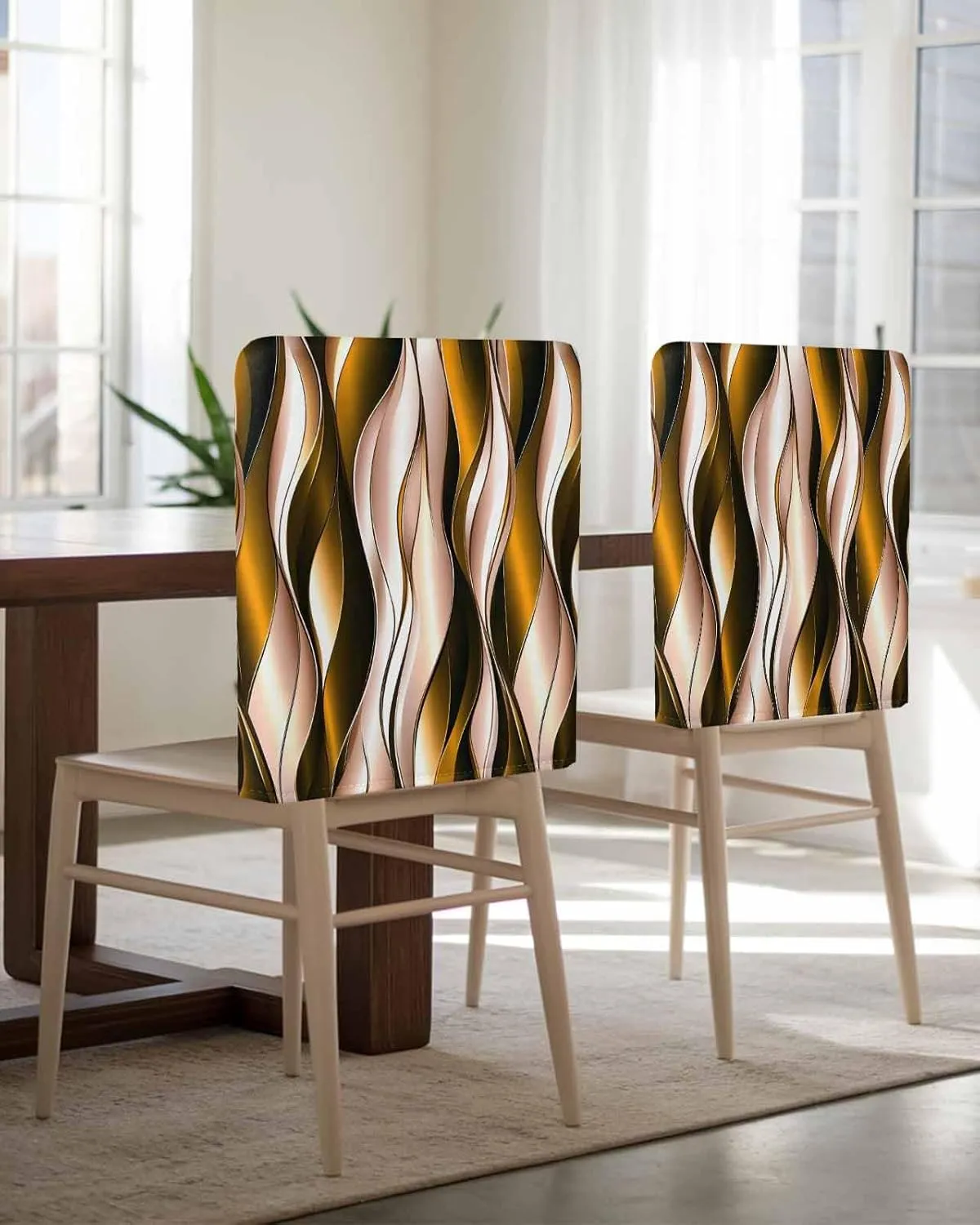 Chair Covers Set of 8 Gradient Abstract Drape Chair Back Covers Stretch Removable Washable Slipcovers Seat Protector for Dining Room Kitchen Party Decor