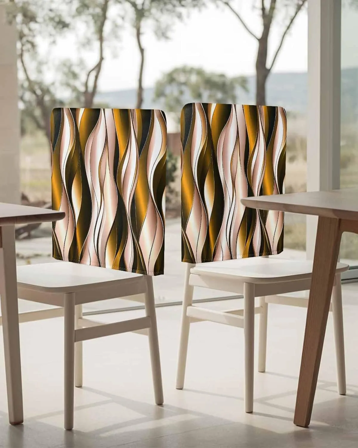Chair Covers Set of 8 Gradient Abstract Drape Chair Back Covers Stretch Removable Washable Slipcovers Seat Protector for Dining Room Kitchen Party Decor