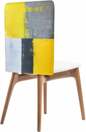 Chair Covers Set of 8 Grey Block Abstract Art Modern Art Chair Back Covers Stretch Removable Washable Slipcovers Seat Protector for Dining Room Kitchen Party Decor