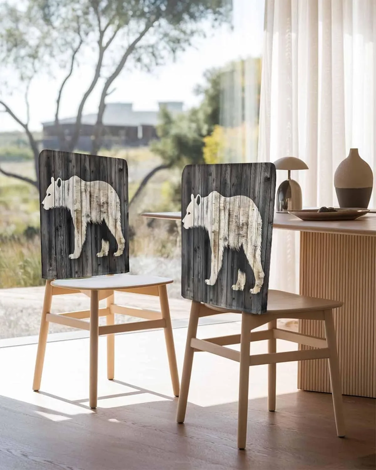 Chair Covers Set of 8 Modern Art Impressionist Silhouette 1 Chair Back Covers Stretch Removable Washable Slipcovers Seat Protector for Dining Room Kitchen Party Decor