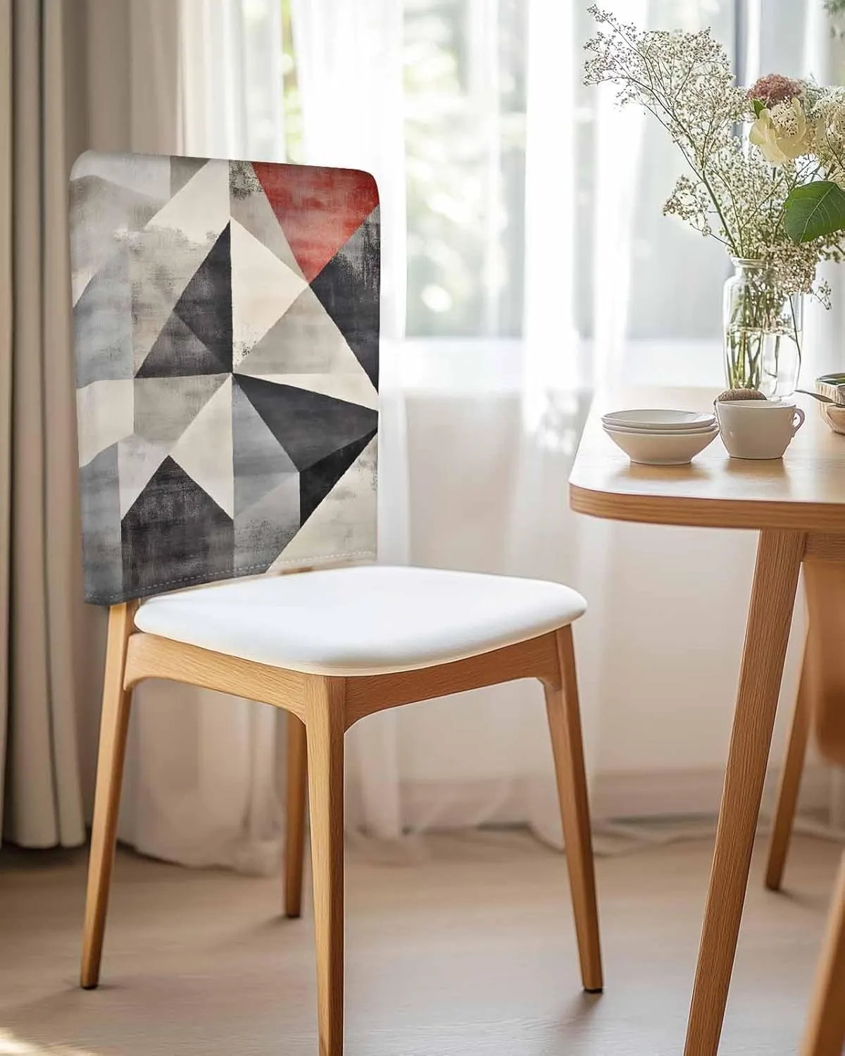 Chair Covers Set of 8 Modernism Line Minimalist Art 22 Chair Back Covers Stretch Removable Washable Slipcovers Seat Protector for Dining Room Kitchen Party Decor