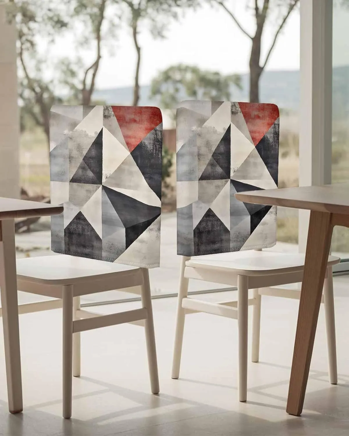Chair Covers Set of 8 Modernism Line Minimalist Art 22 Chair Back Covers Stretch Removable Washable Slipcovers Seat Protector for Dining Room Kitchen Party Decor