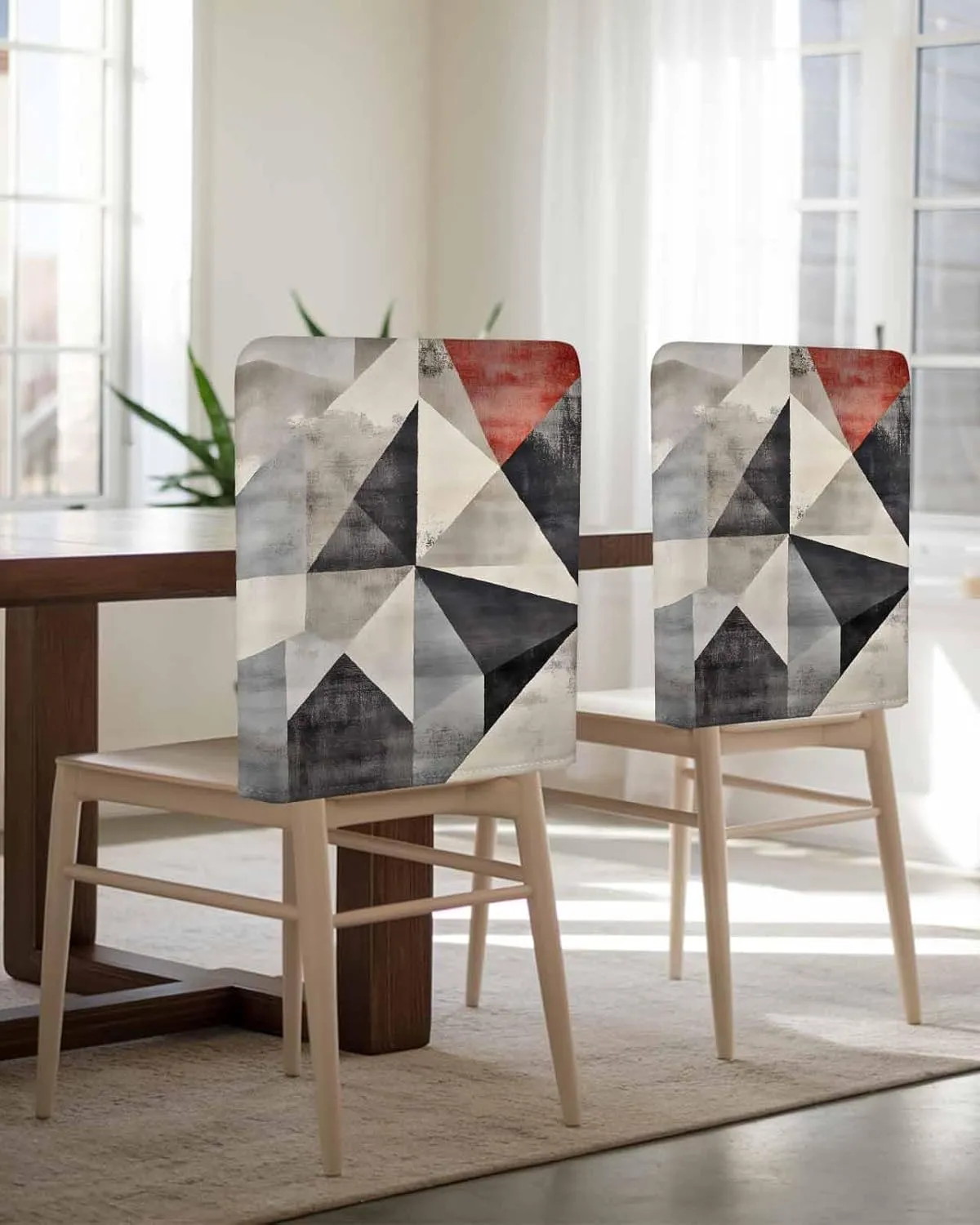 Chair Covers Set of 8 Modernism Line Minimalist Art 22 Chair Back Covers Stretch Removable Washable Slipcovers Seat Protector for Dining Room Kitchen Party Decor