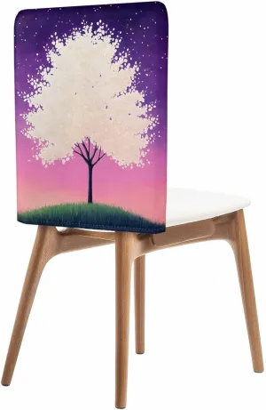 Chair Covers Set of 8 Mountain Tree Watercolor Chair Back Covers Stretch Removable Washable Slipcovers Seat Protector for Dining Room Kitchen Party Decor