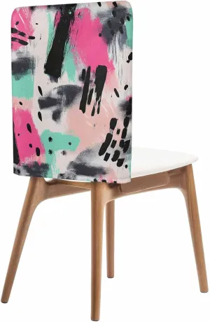 Chair Covers Set of 8 Simple Style Abstract Art Oil Painting 3 Chair Back Covers Stretch Removable Washable Slipcovers Seat Protector for Dining Room Kitchen Party Decor