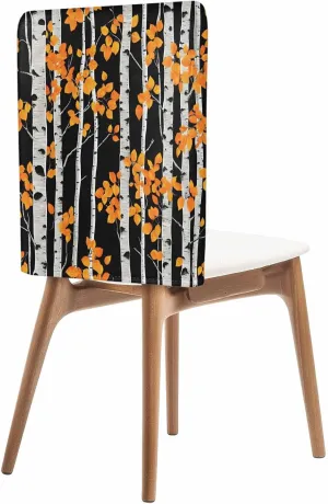 Chair Covers Set of 8 Tree Trunk Retro Chair Back Covers Stretch Removable Washable Slipcovers Seat Protector for Dining Room Kitchen Party Decor