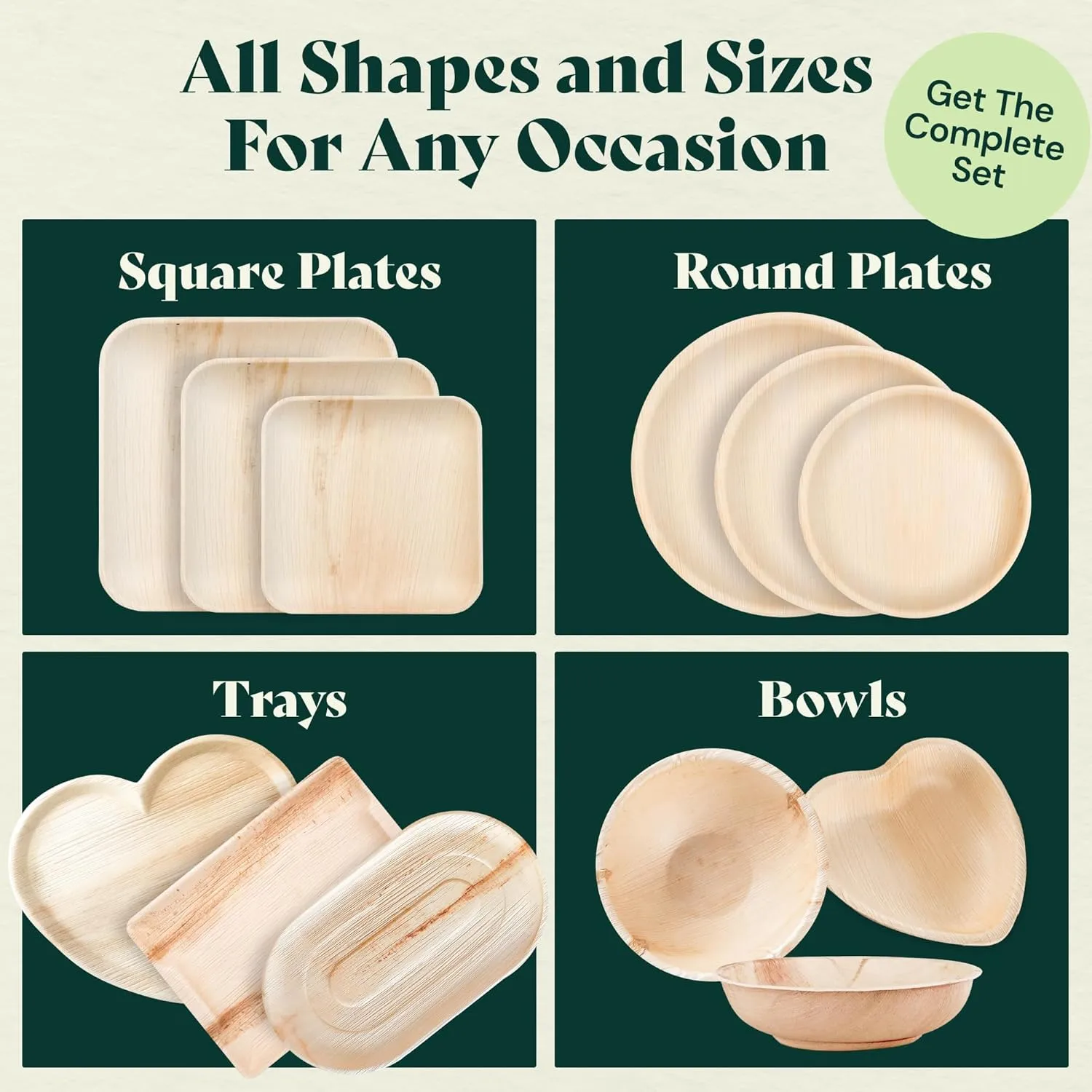 Chic Leaf Compostable & Biodegradable Palm Leaf Disposable Bamboo Plates - Disposable Party Plates for Appetizers - Camping Essentials - Reusable Party Supplies (10 & 7 Inch Square)