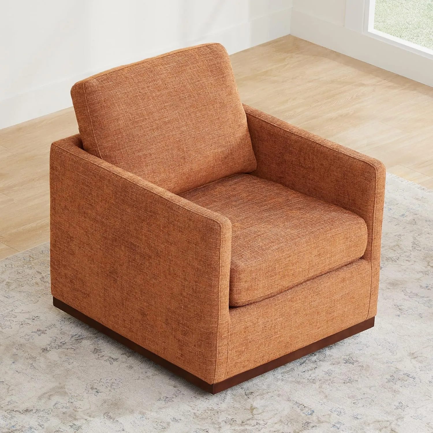 CHITA Swivel Accent Chair, FSC Certified Mid Century Modern Arm Chair for Living Room and Bedroom, Fully Assembled, Terracotta