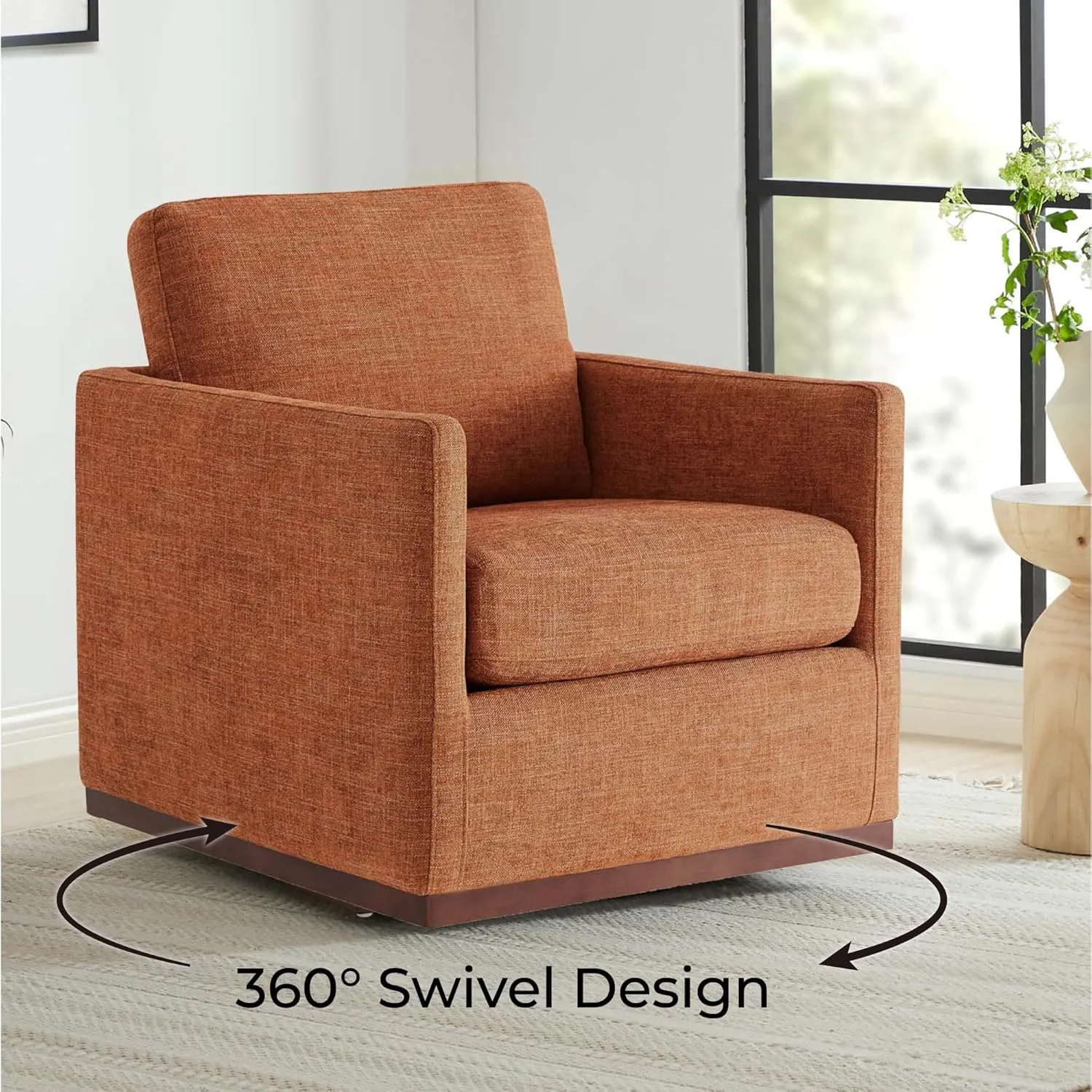 CHITA Swivel Accent Chair, FSC Certified Mid Century Modern Arm Chair for Living Room and Bedroom, Fully Assembled, Terracotta