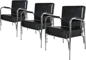 Chromium PureSana 3 Pack Ella Professional Auto Reclining Shampoo Chair with Washable Vinyl, High Density Foam Cushions, and Stainless Steel Frame