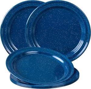 Cinsa 6 Piece Plate Set, 10 Inch (Royal Speckled Blue) - Enamelware Plates for Indoor & Outdoor. Camping Dishes, Picnic, Farmhouse Kitchen. Durable and Reusable. Suitable for Oven, direct on Fire.