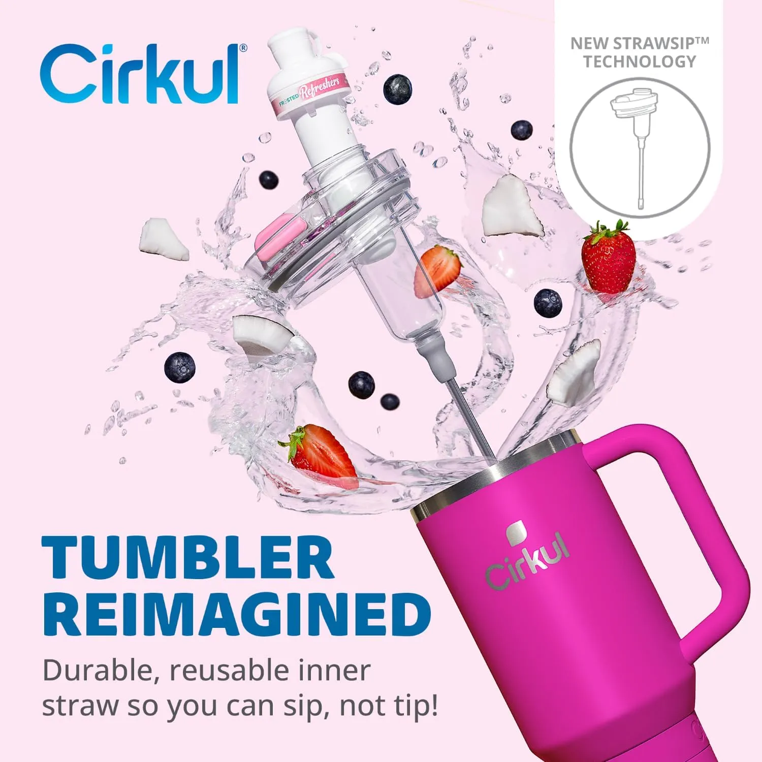 Cirkul 40oz. Brink Stainless Steel Tumbler with Handle, All-Day StrawSip™, Double-Wall Insulated