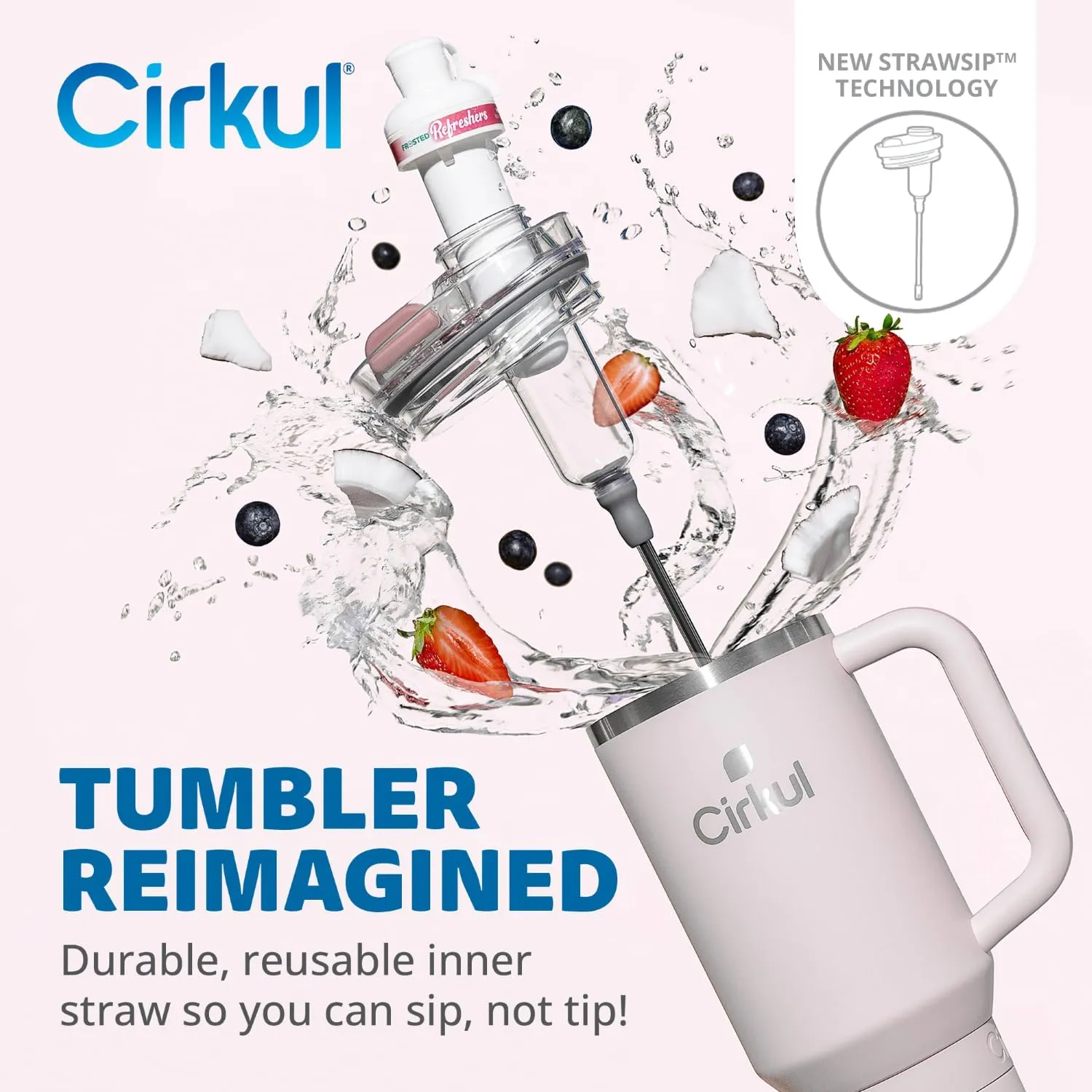 Cirkul 40oz. Cherry Blossom Stainless Steel Tumbler with Handle, All-Day StrawSip™, Double-Wall Insulated