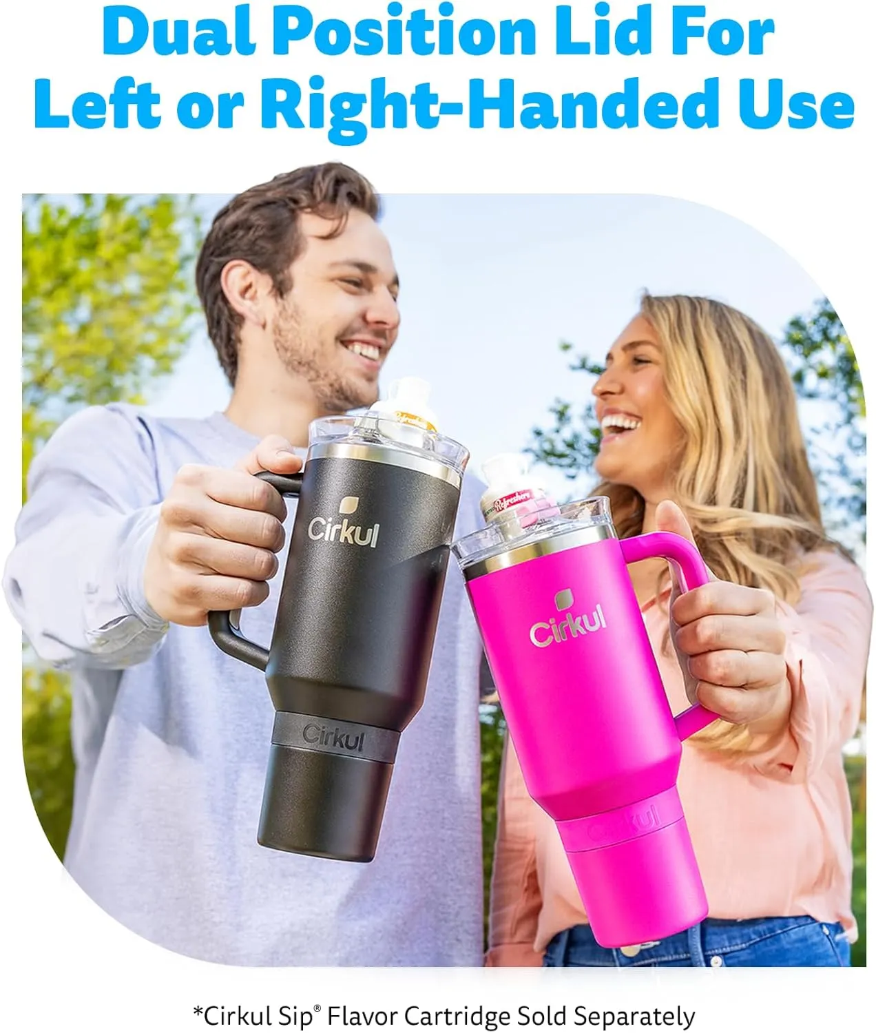 Cirkul 40oz. Cherry Blossom Stainless Steel Tumbler with Handle, All-Day StrawSip™, Double-Wall Insulated