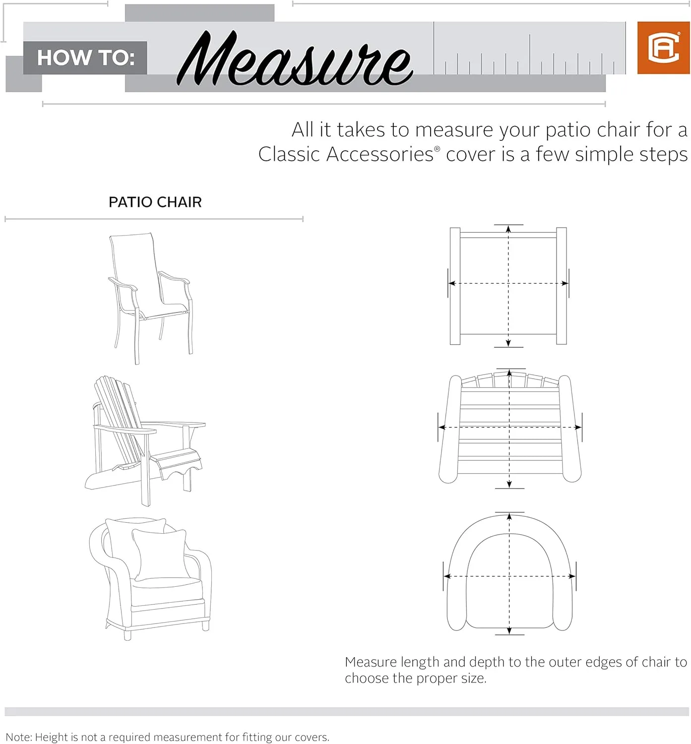 Classic Accessories Terrazzo Water-Resistant 26 Inch High Back Patio Chair Cover, Outdoor Chair Covers