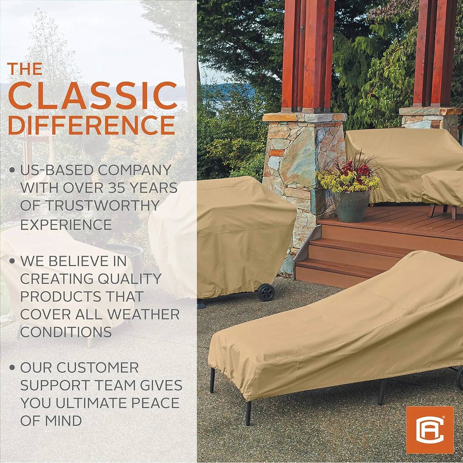 Classic Accessories Terrazzo Water-Resistant 26 Inch High Back Patio Chair Cover, Outdoor Chair Covers