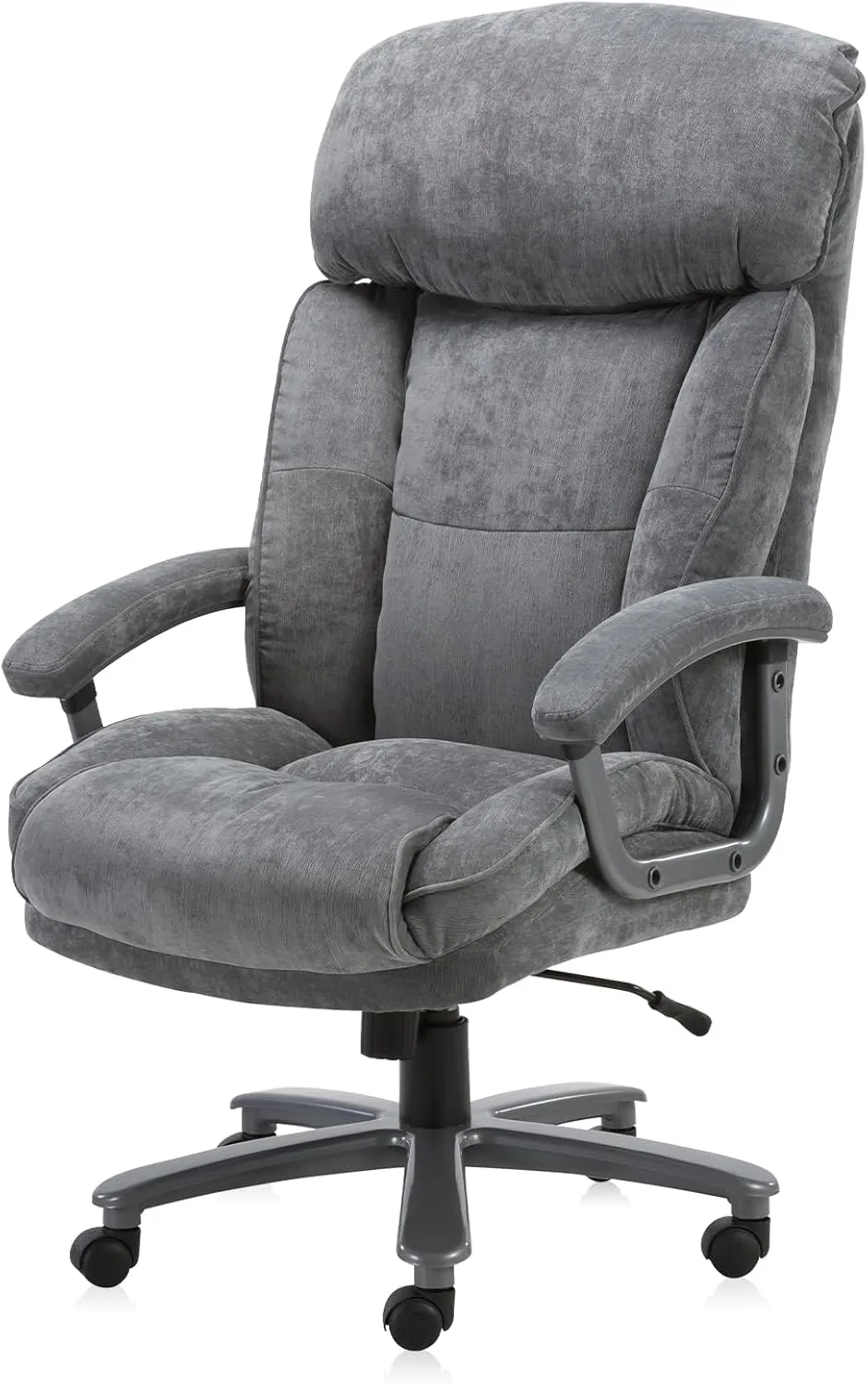 CLATINA Ergonomic Big and Tall Executive Office Chair with Upholstered Swivel 400lbs High Capacity Adjustable Height Thick Padding Headrest and Armrest for Home Office Grey