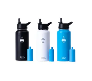 Clearly Filtered 32oz Water Bottle Bundle - Black, White & Blue