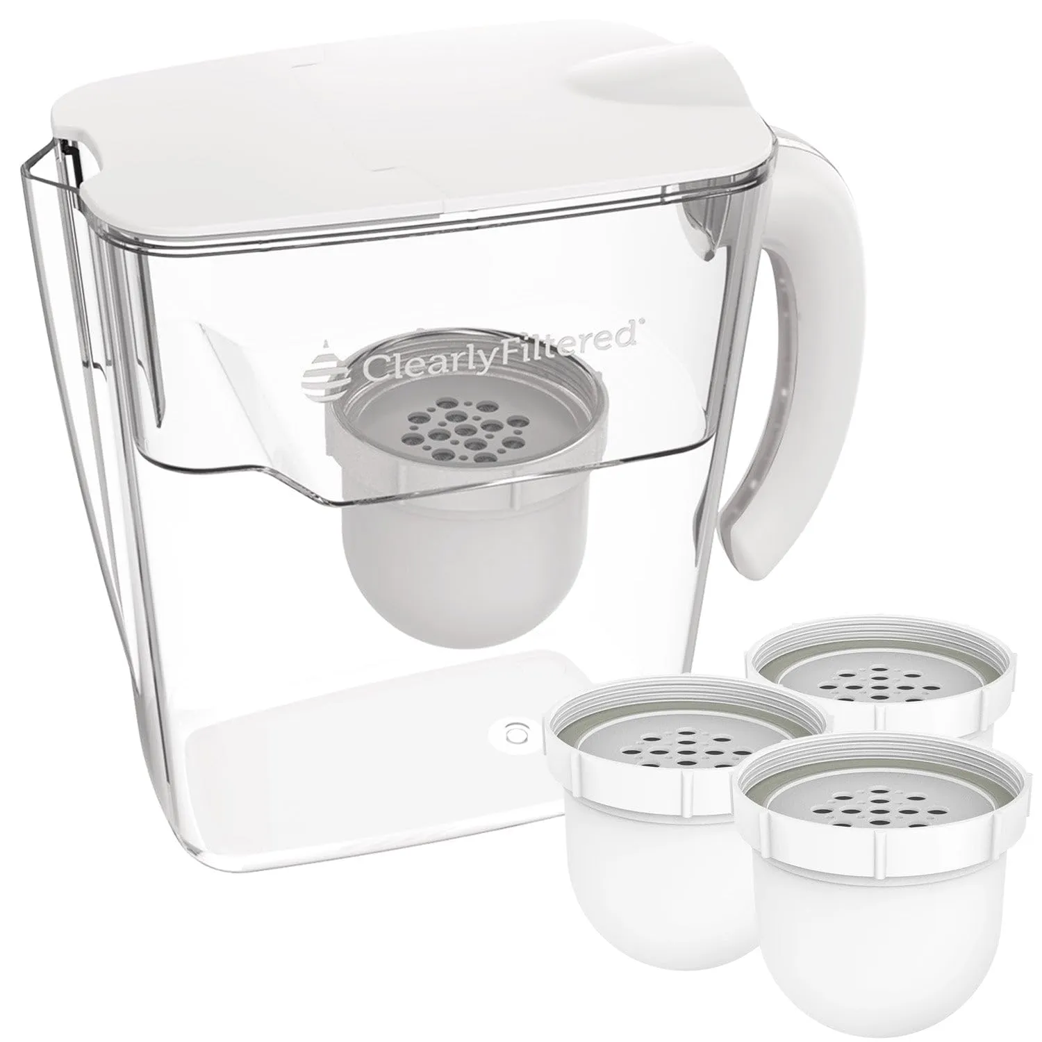 Clearly Filtered No.1 Filtered Water Pitcher/Updated Model/Targets 365  Contaminants e.g. Fluoride Chlorine PFAS Microplastics Lead Arsenic BPA/BPS Free (Pitcher   3 Filter Packs)