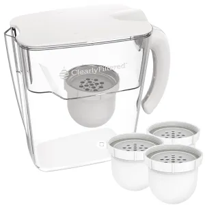 Clearly Filtered No.1 Filtered Water Pitcher/Updated Model/Targets 365  Contaminants e.g. Fluoride Chlorine PFAS Microplastics Lead Arsenic BPA/BPS Free (Pitcher   3 Filter Packs)