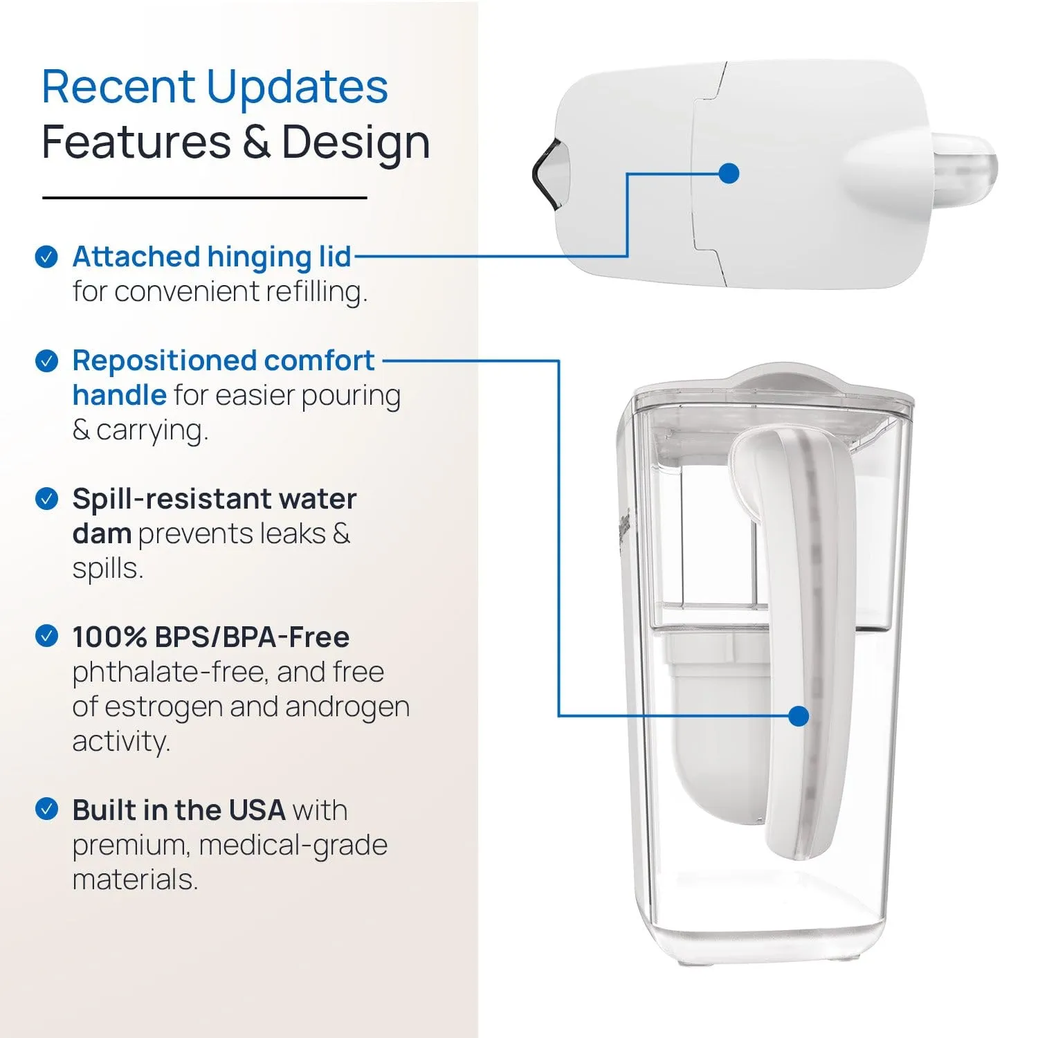 Clearly Filtered No.1 Filtered Water Pitcher/Updated Model/Targets 365  Contaminants e.g. Fluoride Chlorine PFAS Microplastics Lead Arsenic BPA/BPS Free (Pitcher Includes 1 Filter)