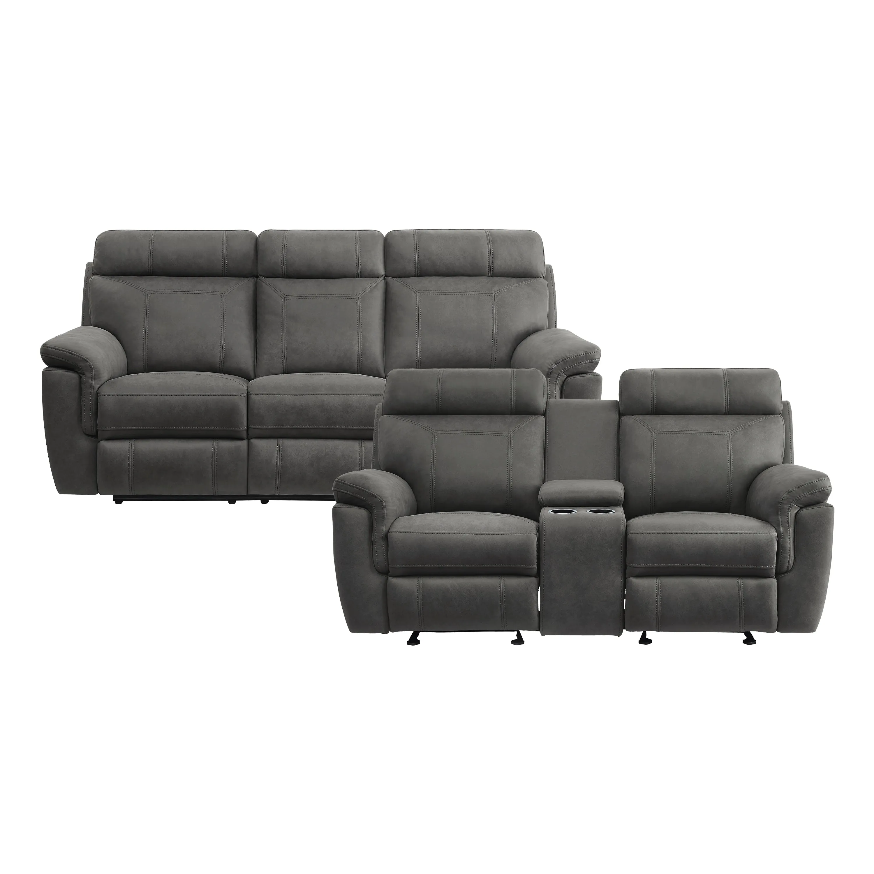Clifton 2pc Set: Sofa, Love in Gray - 9301GRY*2