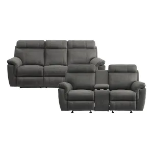 Clifton 2pc Set: Sofa, Love in Gray - 9301GRY*2